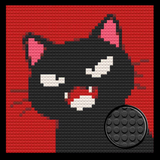 Angry Black Cat Brick Mosaic Art Kit - 16x16 in DIY Wall Decor — photo 1
