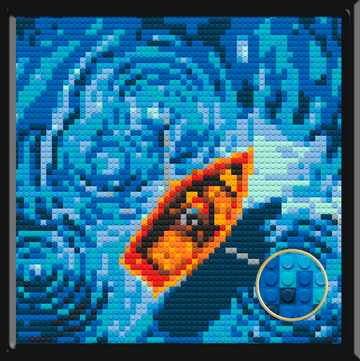 Bricked Mosaic 20x20 Boat Blue Ocean