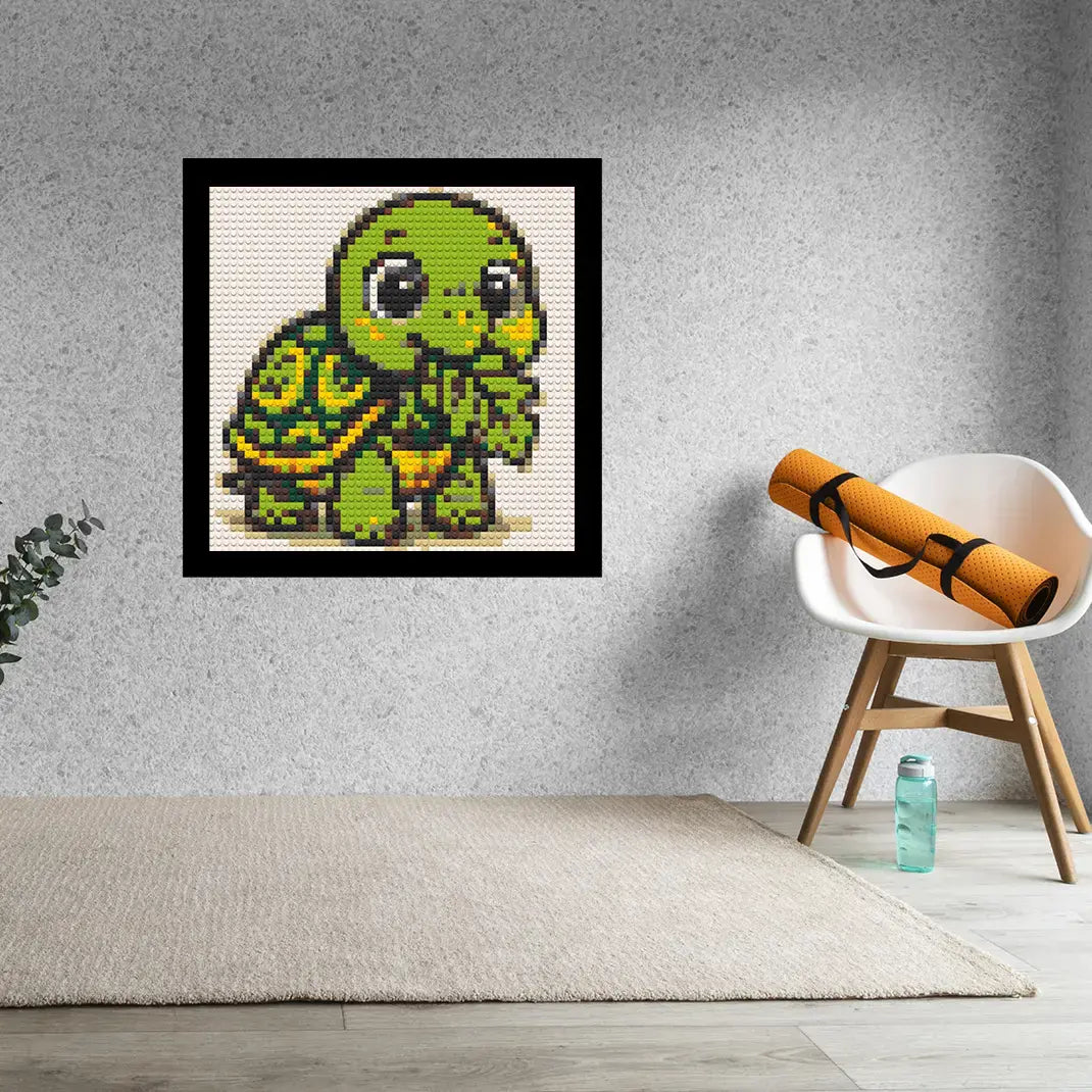 Cute Turtle Home decoration Bricked Mosaic Portrait 16x16" - Memobrick