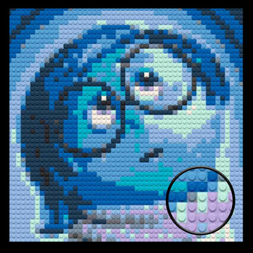 Inside Out Sadness Decor Art Piece Bricked Mosaic 16x16