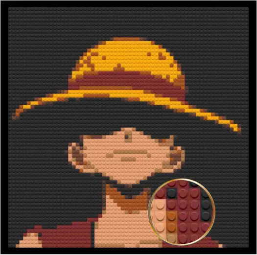 MONKEY D. LUFFY HOME DECOR BRICKED MOSAIC PORTRAIT 20X20 Memobrick
