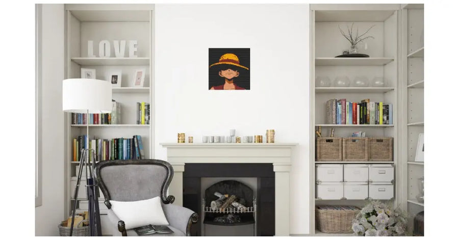 MONKEY D. LUFFY HOME DECOR BRICKED MOSAIC PORTRAIT 20X20 Memobrick