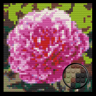 Peonies Flower Home decoration Bricked Mosaic Portrait 16x16"