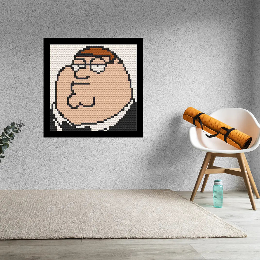 Peter Griffin Home Art Decor Art Piece Bricked Portrait 16x16" Memobrick