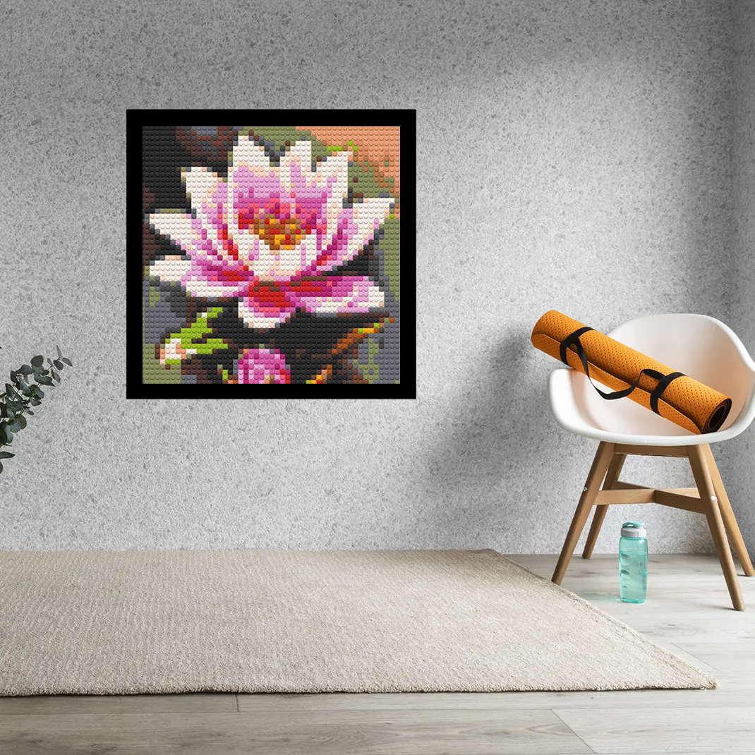 Pink-Lotus-Flower-Home-Decoration-Bricked-Mosaic-Portrait-16x16