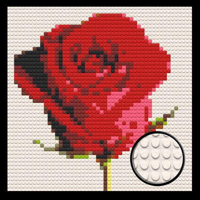 Rose Home decoration Bricked Mosaic Portrait 16x16"