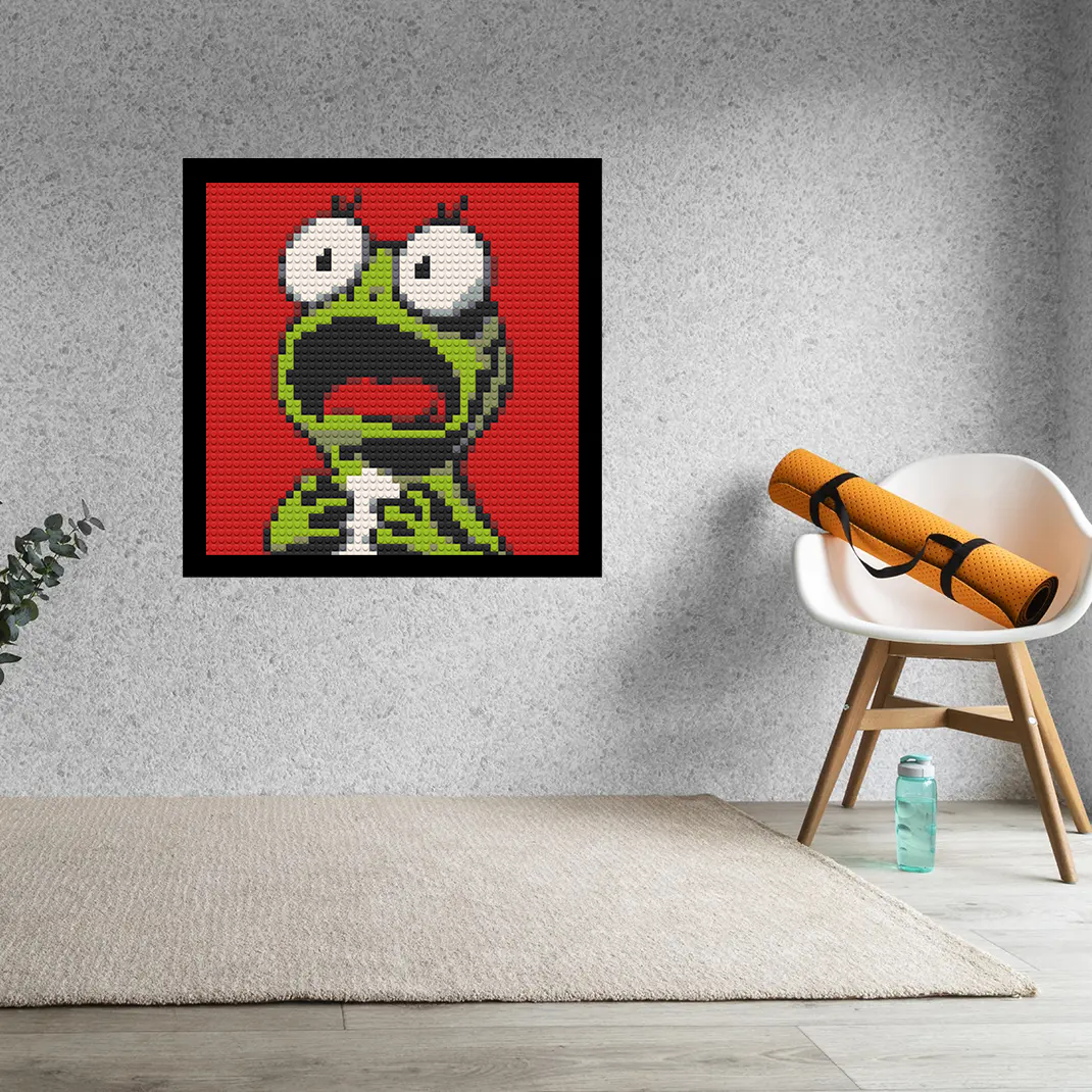 Shocked Frog Home decoration Bricked Mosaic Portrait 16x16"