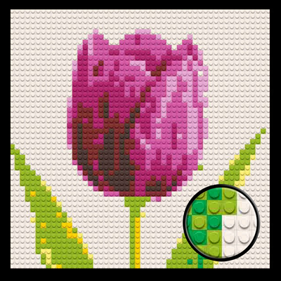 Tulips Flower Home decoration Bricked Mosaic Portrait 16x16"