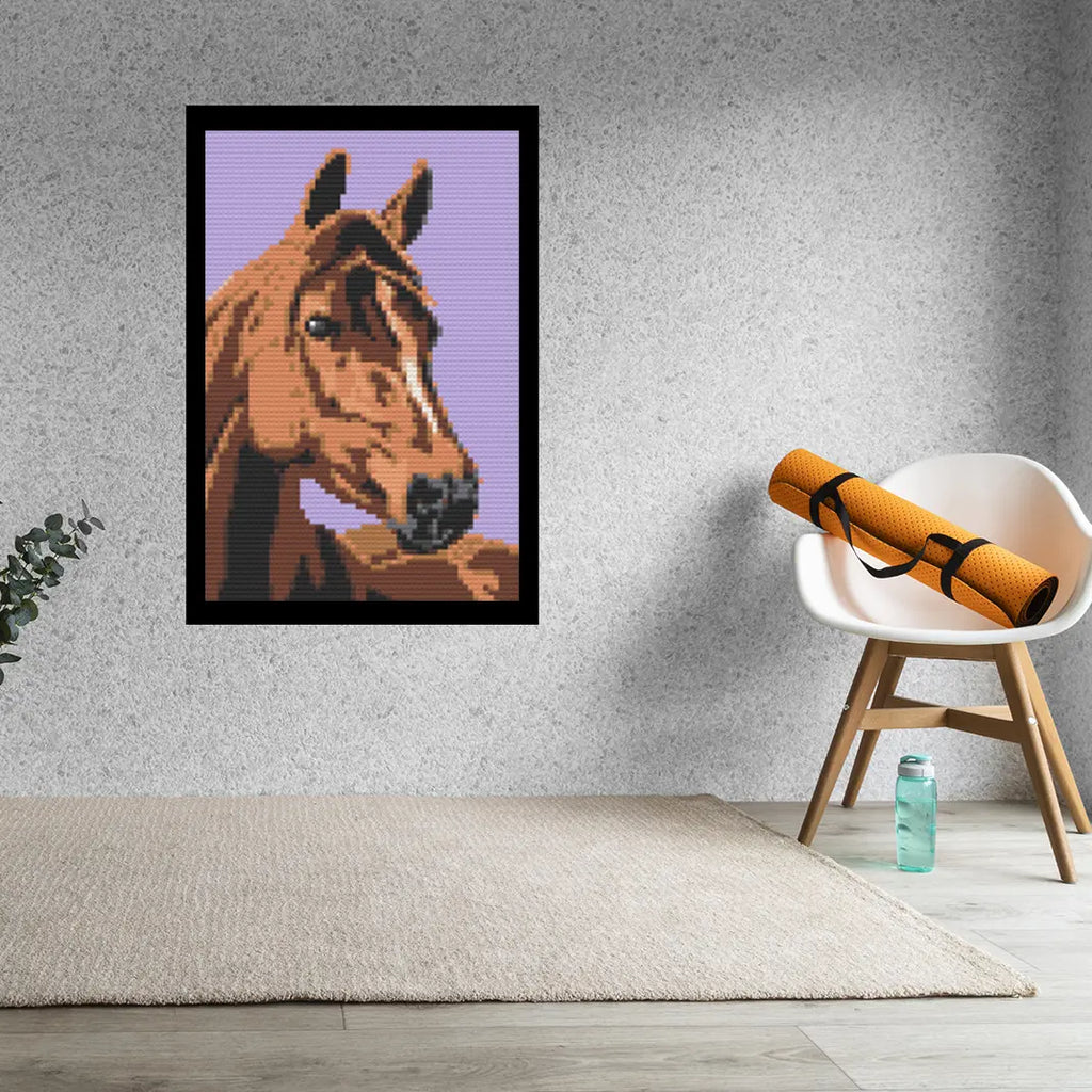 Vectored Horse Art Piece Home Wall Decor Bricked Mosaic Portrait 20x30" Memobrick