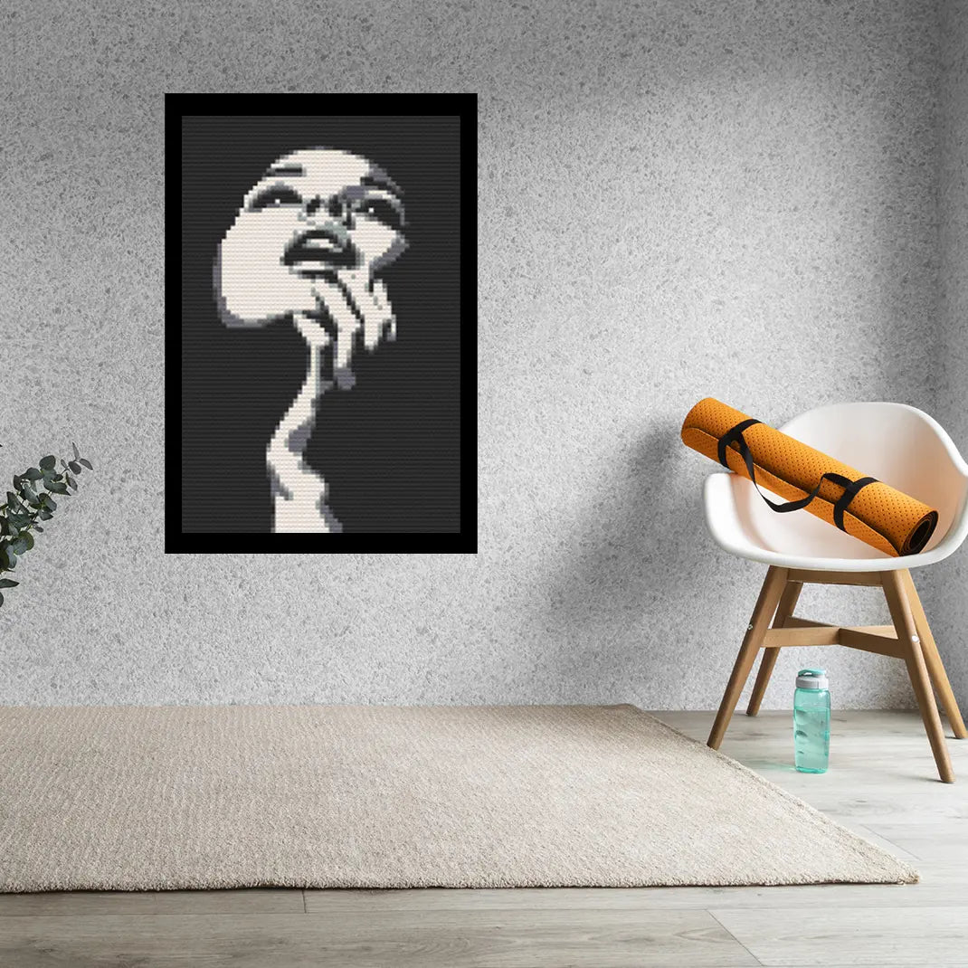 Woman Art Piece Home Wall Decor Bricked Mosaic Portrait 20x30" Memobrick