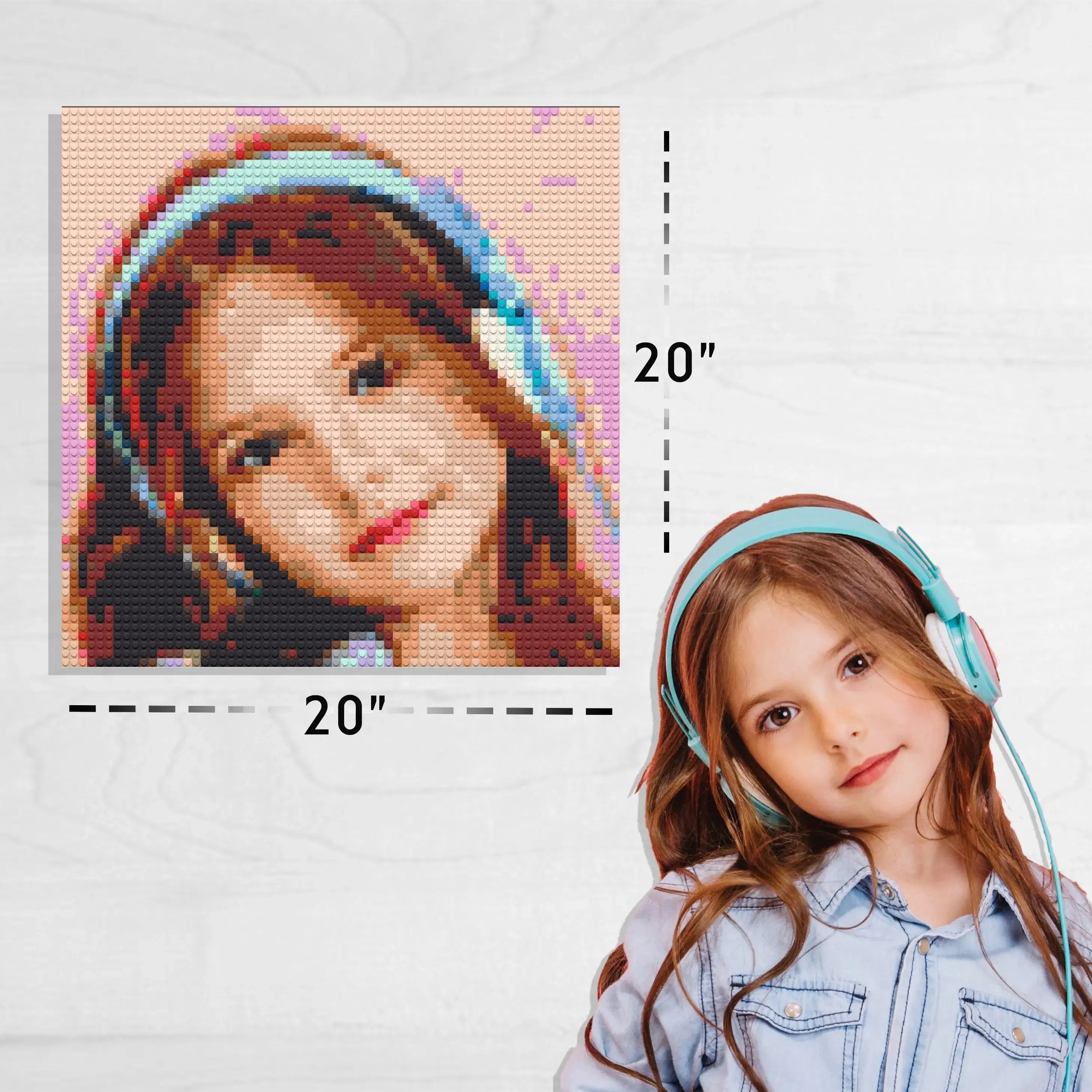 Custom Bricked Mosaic Portrait 20×20" - Memobrick