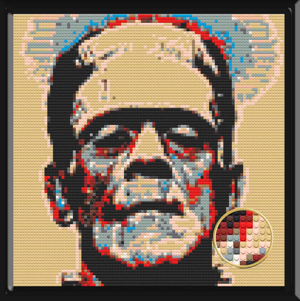 Frankenstein Art Piece Home Wall Decor Bricked Mosaic Portrait 30x30" - Memobrick