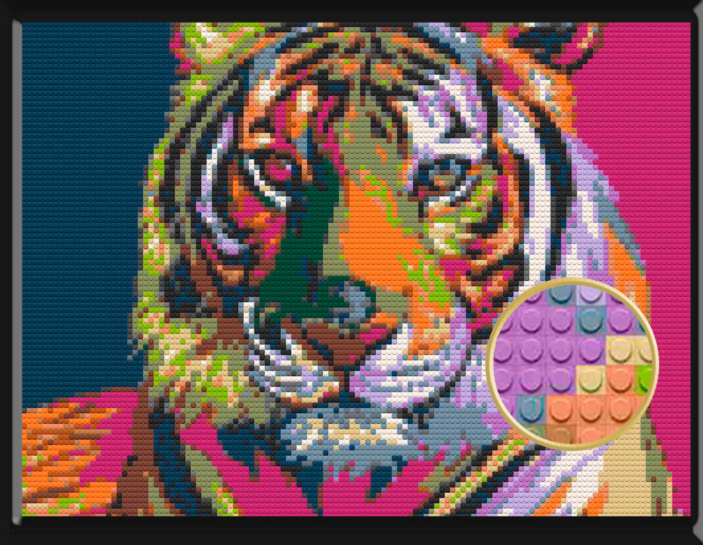 Lion King of the Jungle Art Piece Home Wall Decor Bricked Mosaic Portrait 40x30" Memobrick